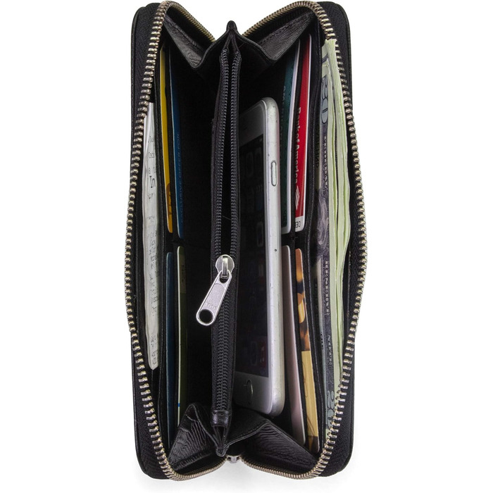 Timberland Women's Leather RFID Zip-Around Wallet Clutch with Wristlet Strap