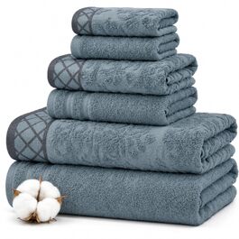 Набір рушників Pacific Coast Textilien Damast Jacquard з бордюром, 100% бавовна, світло-блакитні, 8 шт.