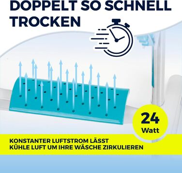 Електричний сушильний стійка EASYmaxx 900 з роликами, 9м довжини сушіння та 2 ярусами | Турбо стійка для білизни з бічними крилами та технологією повітряного потоку | 138x65x148 см