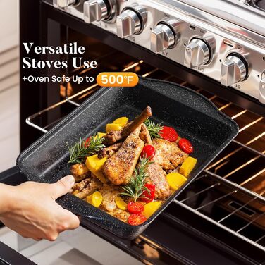 Набір посуду Kitchen Academy 17 предметів з антипригарним покриттям, гранітний чорний, для індукційних плит, безпечний та здоровий