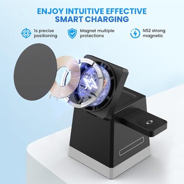 Бездротовий зарядний пристрій JoyGeek: для iPhone, Apple Watch, AirPods (чорний)