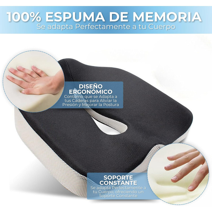 Подушка для сидіння Coxiskissen: ергономічна подушка для офісного крісла з Memory Foam, для спини, стегна, тазу, від болю в спині, геморою, радикуліту, для інвалідного візка, знімний чохол