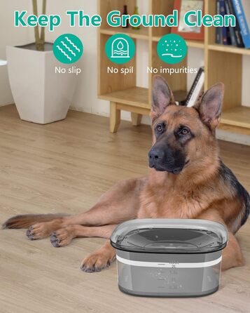 Миска для собак PETTOM 2L, проти проливання, чорна