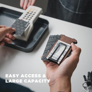 VULKIT: Шкіряне картхолдер з відділенням для грошей, RFID-захистом та Airtag, для чоловіків, Lite-walnut