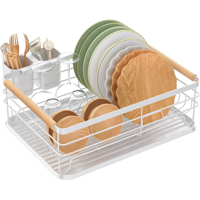 Dish Drying Rack, Dish Basket, Dish Drying Rack, Dish Drainer, Dish Drying Rack for Kitchen Counter Sink Organizer (White)