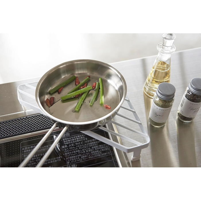 YAMAZAKI 2748 Tower Storage for the Kitchen Area, Minimalist Design, Steel, White, 22 x 22 x 5 cm (LxBxH)
