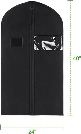 Набір з 10 чорних мішків для одягу KEEGH, 60x152 см, для зберігання костюмів, пальто, сорочок, захисна сумка з флісу