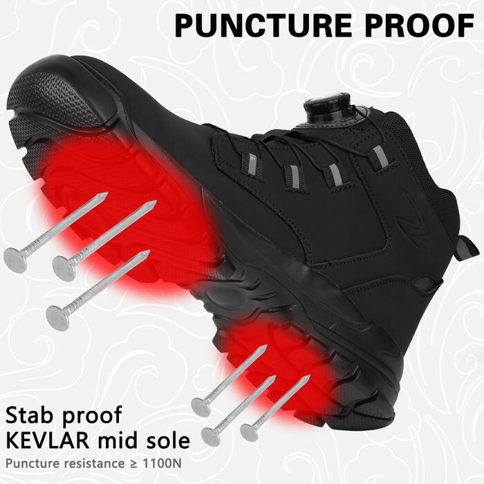 Черевики безпеки для чоловіків та жінок, водонепроникні, зі сталевим підноском, робочі черевики з поворотним затискачем, черевики з захистом від порізів, легкі, з антиковзким покриттям, шкіряні, розмір 40-46, 44 EU