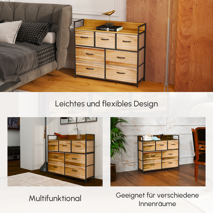 HOMCOM 7-Drawer Fabric Storage Chest of Drawers, Anti-Tip, Storage Cabinets, Sideboard, MDF, Brown