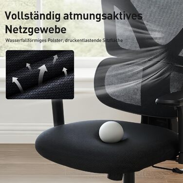 Коламі - Ергономічне крісло для офісу та дому, чорне, з регульованою підголівником та підлокітниками