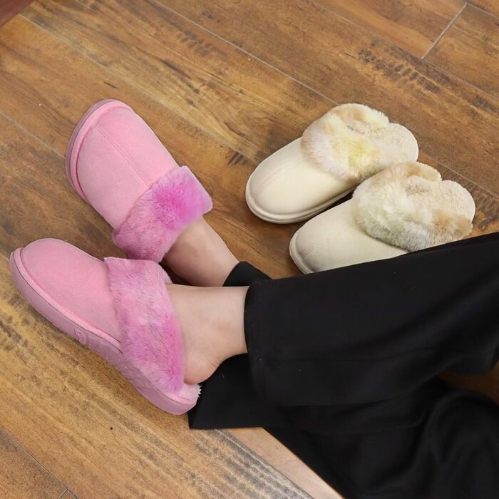 Жіночі домашні тапочки Jiajiale: теплі, пухнасті сліпони для зими з м'якою устілкою та зносостійкою гумовою підошвою. Рожевий, 37 EU
