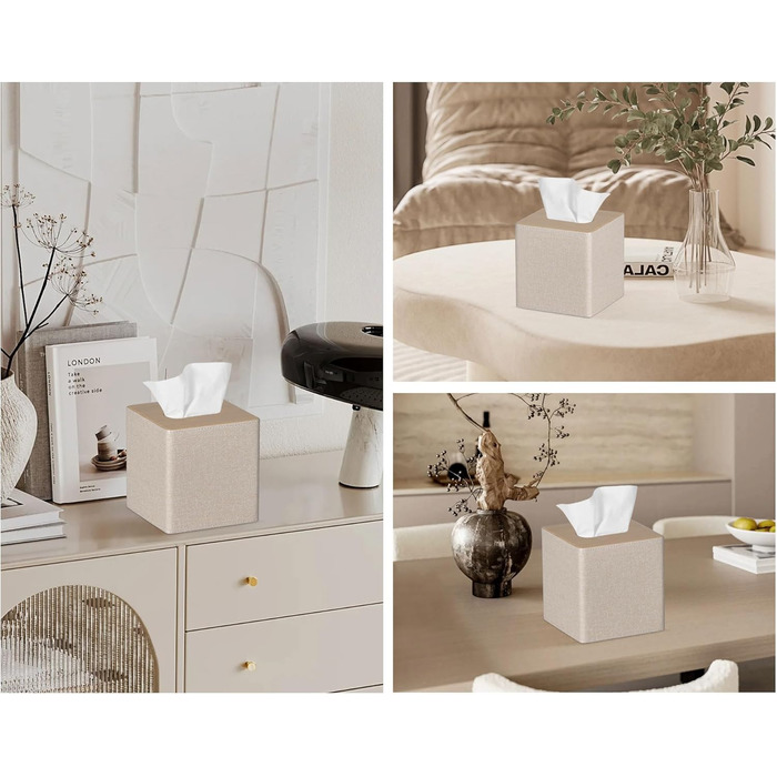 Стильна коробка для серветок кубічної форми, PU-шкіра, для ванної, спальні, кухні, офісу (Бежевий)