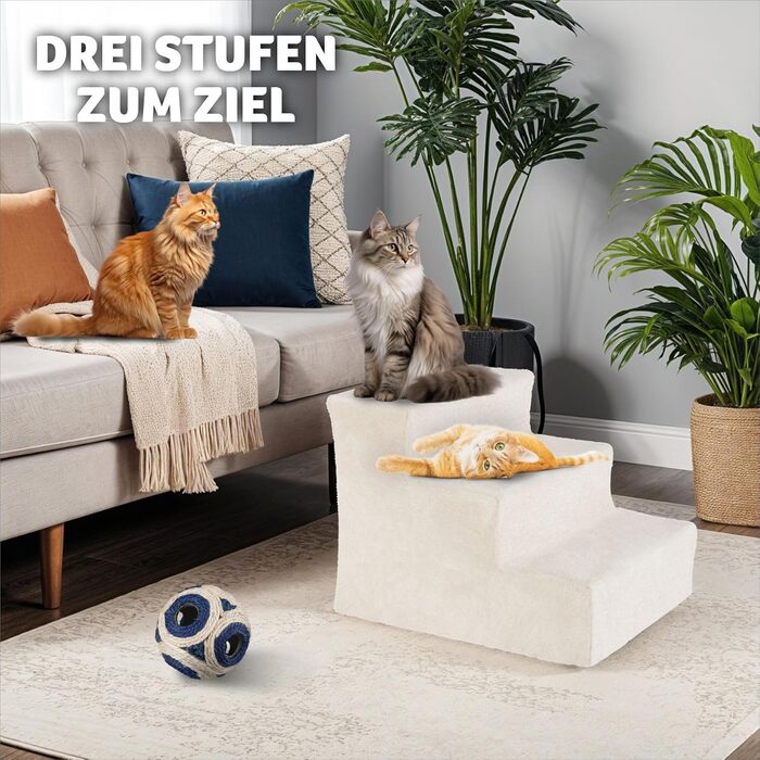 Сходинка для тварин tectake®: для собак та котів, допомога у підйомi, знімний чохол, плоскі сходинкі, для софи, ліжка, авто (7 x 45 x 4,5 см)