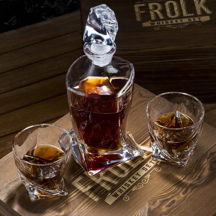 Набір для віскі: келих, шматочки льоду з нержавіючої сталі, декатер, підставки, пінцет, подарункова коробка