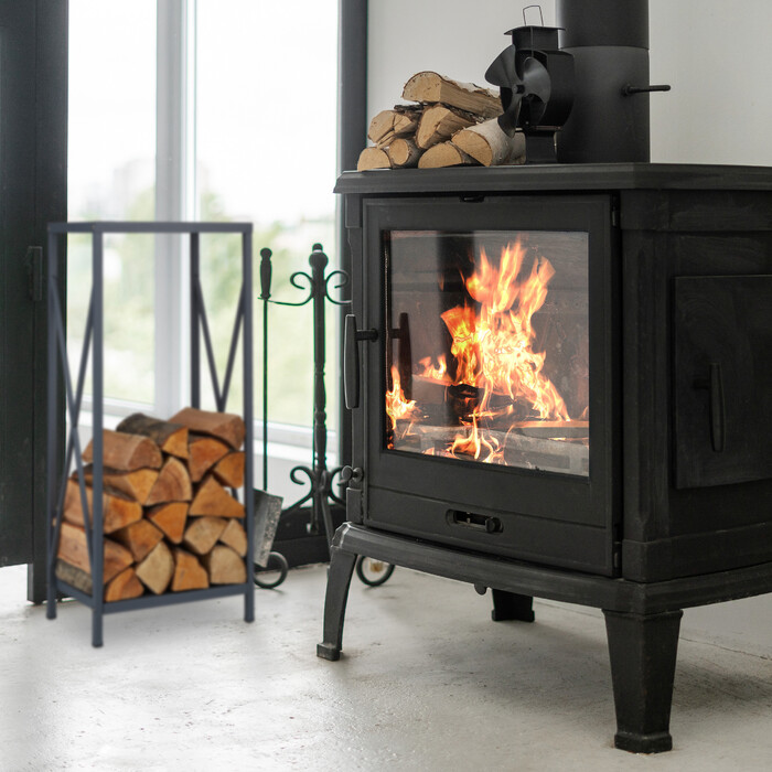Relaxdays Grey Firewood Rack made of Steel