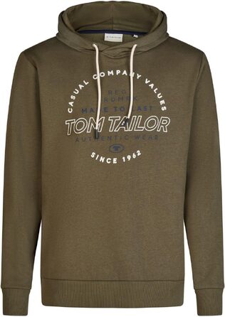 Чоловічий худі Tom Tailor Regular Fit з каптуром та принтом, колір Grape Leaf Green (зелений), розмір 3XL