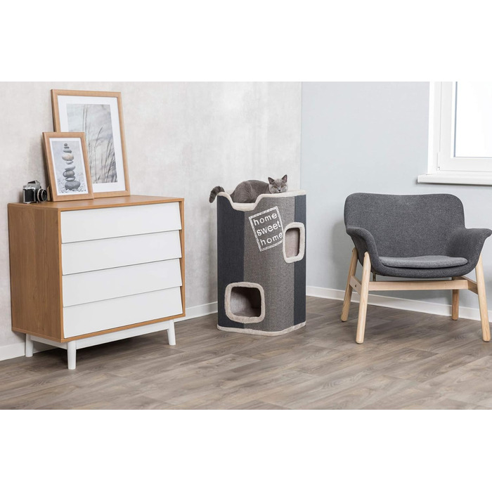 Кігтеточка-стілець TRIXIE Mexia, 2-ярусна, сіра, 38x38x78 см