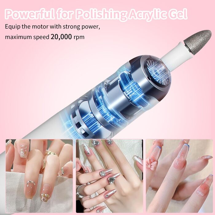 Електрична нагрівалка для нігтів, манікюрний набір 9 в 1, професійна, портативна, до 15 000 об/хв, для гелевих нігтів рук та ніг