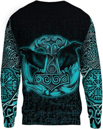 ЛУОН Худі з блискавкою для чоловіків Viking Nordic Raven, вінтажна толстовка з капюшоном, одяг у стилі tree wear (L)