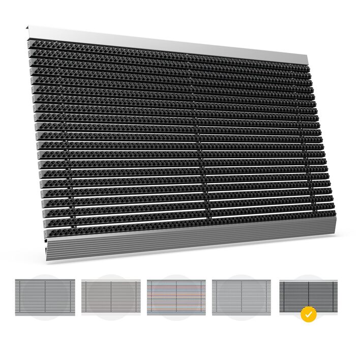 Килимок для порогу 40x60 см - алюміній, плоский, неслизький, для дому, тераси, вхідних дверей - килимок-сміттєзбирач з щітковим профілем, чорний