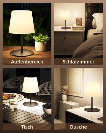 Світлодіодні настільні лампи EZVALO бездротові, 2 шт., IP65, USB-C, диммер сенсорний, 3 режими світла, для дому та кемпінгу (Чорні)