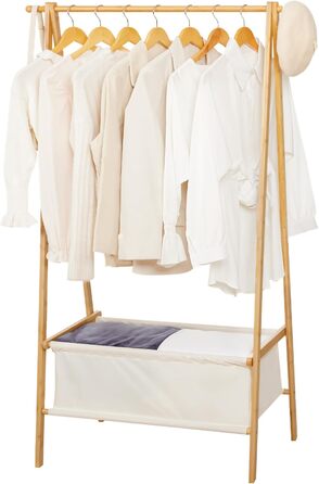Легкий стійкий вішак для одягу Yorbay з бамбука з сумкою для зберігання, 149 см, натуральний колір