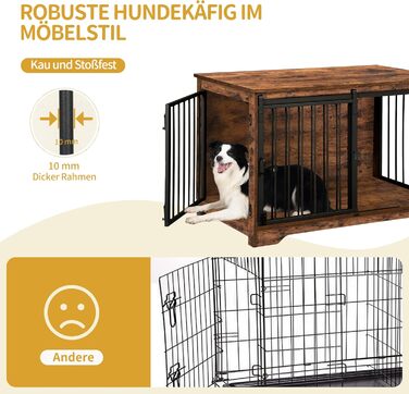 Клітка для собак Hzuaneri, 100 см, з розсувними дверима, дерев'яна, для дому, 100 x 60 x 68 см, вінтажний колір