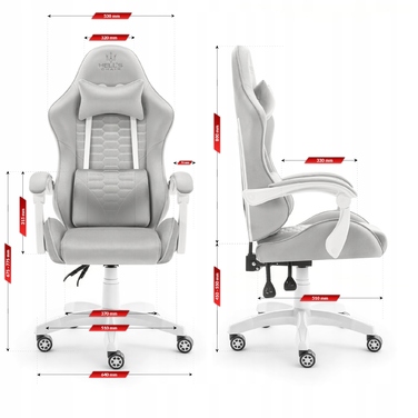 Ігрове крісло HELL'S CHAIR HC-1000 Grey-White, сіра тканина