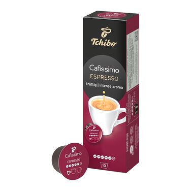 Капсули для кави Tchibo Cafissimo Espresso kräftig, інтенсивний смак, 96 шт (8х10 шт), етична торгівля