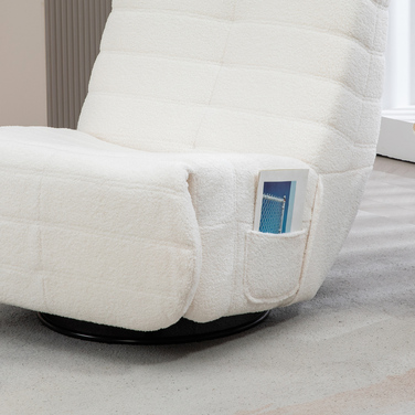 HOMCOM Swivel TV Chair with Reclining Function, Rocking Function, Beanbag Chair, TV Chair with Footrest, Cream