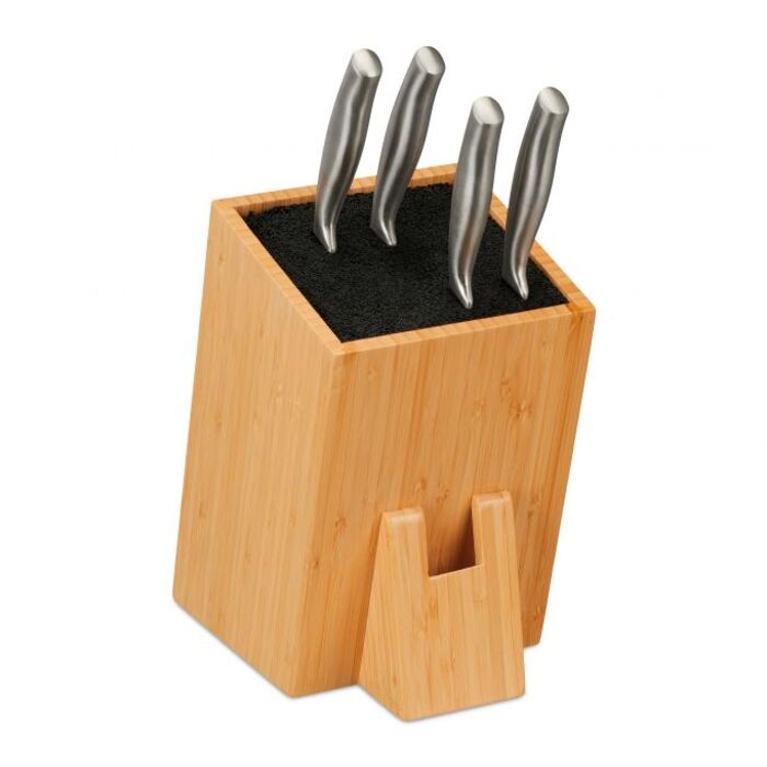 Relaxdays Unfilled Bamboo Knife Block