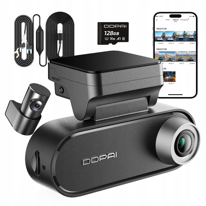 Автомобільний відеореєстратор Ddpai N5 Dual 4K UHD 140° з GPS та карткою пам'яті 128 ГБ