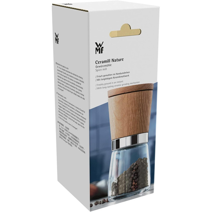 Солонка та перечниця WMF Ceramill Nature з дерева, керамічний механізм, для солі, перцю, чилі, порожня