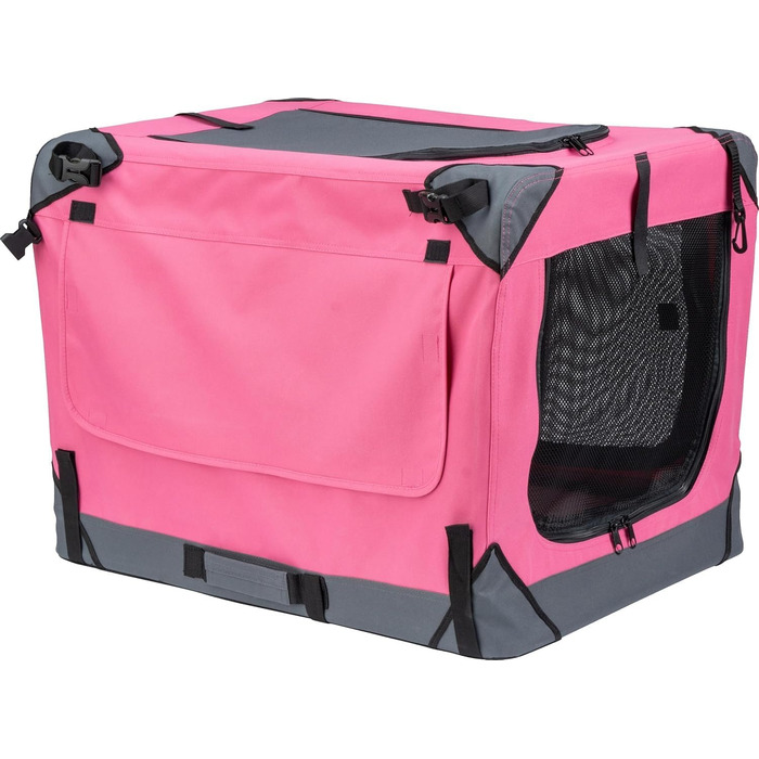 Foxdevil® Складана переноска для собак та котів середніх порід – переноска для тварин у машину та дім (світло-рожевий, M)