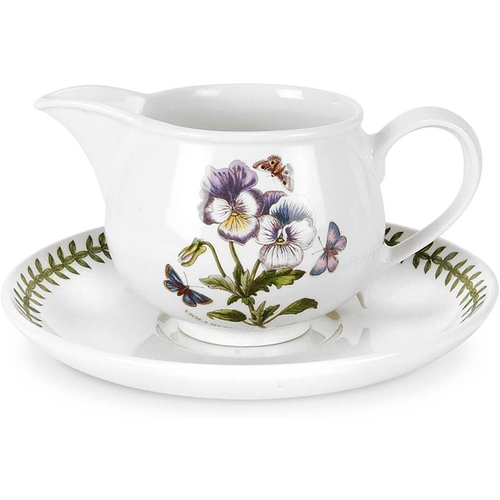 Portmeirion Botanic Garden Sauce Boat with Stand, 50 ml, Green, Classic