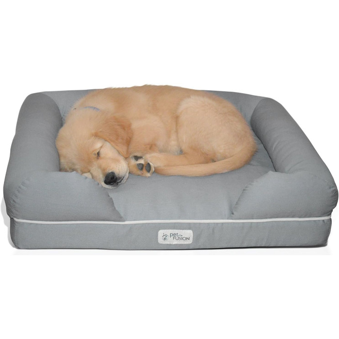 Крісло-лежанка для собак та котів PetFusion Ultimate Memory Foam, сірий колір, 64 x 51 x 14 см