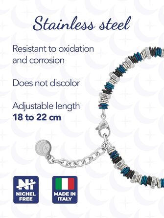 Чоловічий браслет на руці з нержавіючої сталі з шайбами та болтами, регульована довжина 18-21 см з подарунковою коробкою, блакитний