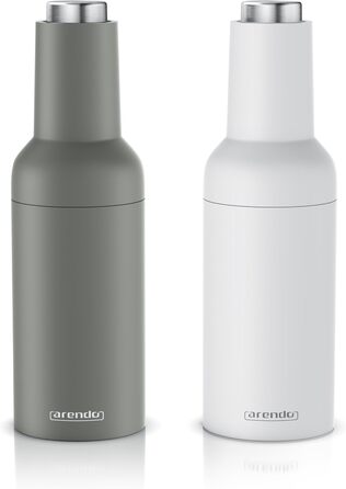Arendo - Electric Salt and Pepper Grinder Set - 2 Piece - One-Handed Operation - Grinds Automatically When Tipped - Salt and Pepper Dispenser - Spice Grinder with Ceramic Grinding Mechanism - Grind Settings Infinitely Adjustable