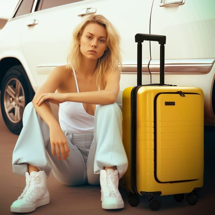 Валіза ETERNITIVE з ABS пластику, Rollkoffer, Reisetrolley, легка з подвійними колесами 360°, валізна коробка з TSA-замком, ручна поклажа (S), чорна