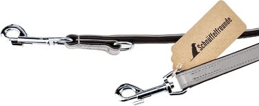 Leather Dog Leash - Training Leash - Leather Leash for Dogs - Leash 3-Way Adjustable, for All Dogs (230cm, Grey)