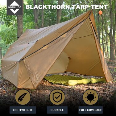 Onewind Hammock Tarp - Versatile Camping Shelter, Ultralight Rain Fly with Doors, XXL Size for Winter Bushcraft & Tent Use - Complete Kit