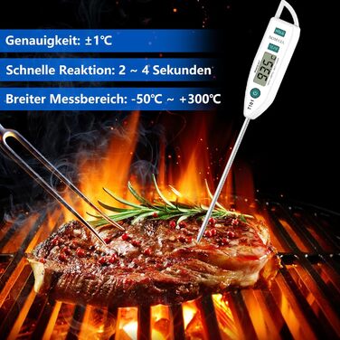 Термометр кулінарний BOMATA IPX7 вологостійкий, для їжі, рідин, приготування страв. З довгим зондом. T101 (білий)