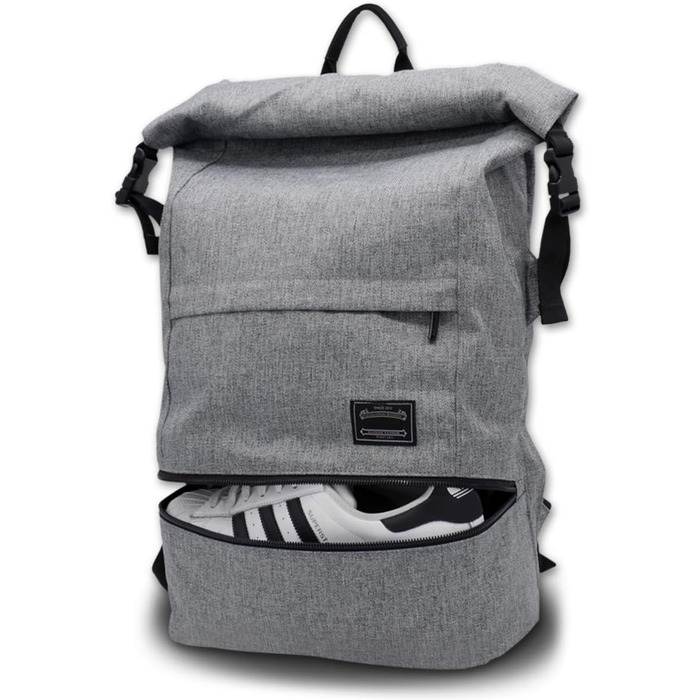Sports Bag for Men Women, Crossbody Bag for the Gym, Travel Backpack, Gym Bag 3 in 1 Design with Shoe Compartment, Waterproof and Lightweight Gym Bag (Gray)