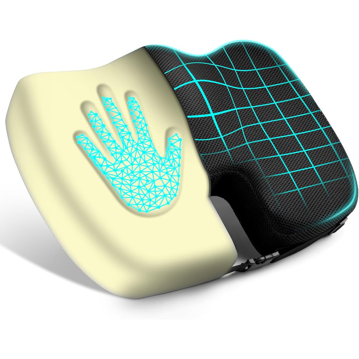 Подушка для сидіння Ainiv, ергономічна подушка з Memory Foam для офісного крісла, інвалідного візка, автомобіля. Чорна подушка для сидіння.