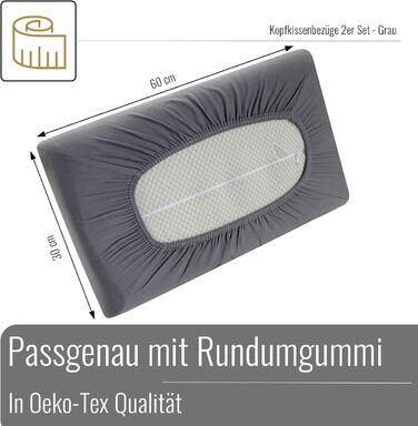 Black Forest Fox Camper Orthopedic Visco Neck Support Pillow Set with 1 Aloe Vera Cover & 1 Cotton Pillowcase, grey | Oeko-TEX (Campovolo-Grey, Visco Pillow Cover 2 Pieces 30 x 60)