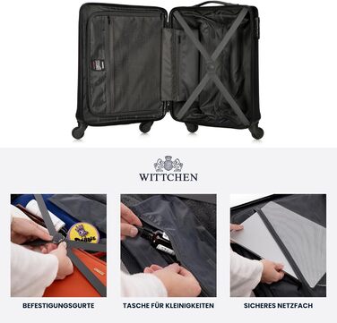 WITTCHEN Globe Line: Чемодан-ролер ручної поклажі з ABS, 4 колеса, кодовий замок, телескопічна ручка, чорний | Розмір S | Підходить для Lufthansa, Eurowings, Ryanair, Condor, Discover Airlines