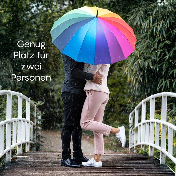 Автоматичний парасолька UNISEX Райдуга, вітростійкий, 16-сегментний, великий, стійкий до вітру, 120 см