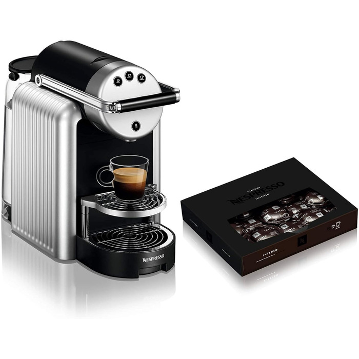 Nespresso Professional Zenius Coffee Machine including 50 Coffee Capsules - Coffee Maker for Small Offices - Silver Machine Starter Pack