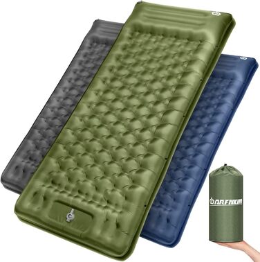 ARFNKIM Self-Inflating Camping Mat - 12cm Thick Sleeping Pad with Foot Pump & Pillow - Lightweight, Compact, Waterproof for Outdoor Use (Green)