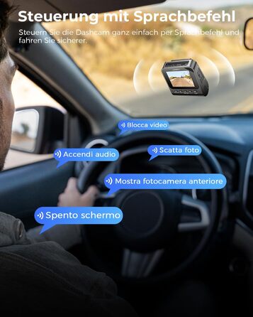 Відеореєстратор для авто Dashcam Auto Vorne Hinten 4K + 1080P з двома камерами, IPS-екран 2.4', SD 64GB, запис голосом, паркувальний режим, покращена нічна зйомка, WDR
